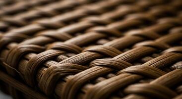 Brown Woven Surface Texture with Detailed Close Up Showing Weave Pattern photo