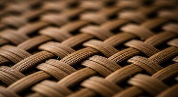 Close Up View of Woven Material in Brown, Creating a Textured Background photo