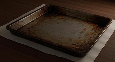 Used Baking Sheet on Parchment Paper for Cooking photo