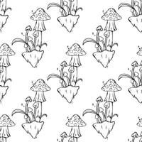 seamless pattern with mushroom line illustration art vector