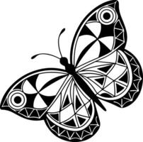 Stylized butterfly silhouette with geometric wing design, black symmetrical form, clean and modern, perfect for microstock vector