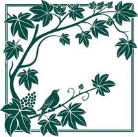 Rich green thick leafy rectangle foliage frame clean flat design with no shadows bright layout white background suitable for illustration use vector
