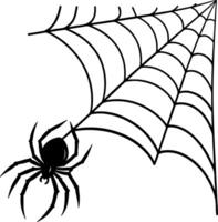 Hanging spider silhouette on string in bold black style, single clear subject, flat traceable shape with no gradient, ideal for stock vector