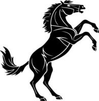 Rearing horse silhouette designed in bold flat style with strong posture and simple edges, ideal for neat silhouette visuals vector