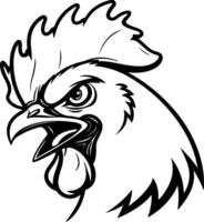 Black silhouette of chicken face in angry mood, bold flat style with clean lines, ideal for stock use and easy to trace for creative artwork vector