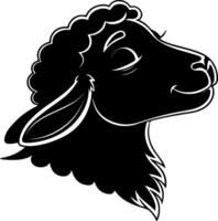 Calm Sheep Face Silhouette with Closed Eyes vector