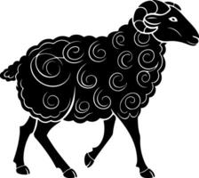 Stylized Front View of Sheep Face with Unique Horns vector
