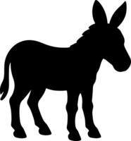 Donkey silhouette in paper cut inspired style, layered black shape on white with clean lines, flat and creative look for easy tracing and stock design vector