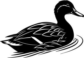 Calm floating duck silhouette with soft curves in flat black, simple clean shape on white background, ideal for tracing and microstock graphics vector