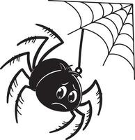 Sad spider silhouette with downturned legs and frowning face, black clean style, solid outline, no background, made for tracing and stock vector