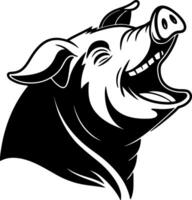 Laughing Pig Face Silhouette with Cheerful Expression vector