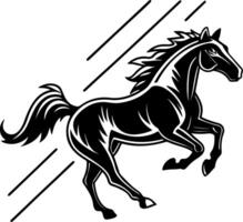 Graceful horse silhouette standing with braided mane detail, created in clean flat form showing soft and elegant pose vector