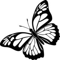 Flat side view butterfly silhouette with clean shape and elegant wings, minimal black design, no background, ideal for stock use vector