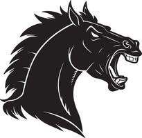 Calm horse head silhouette with upright ears in clean flat form, designed for subtle animal symbols with a gentle tone vector