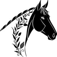 Side profile horse face silhouette filled with floral pattern, crafted in a decorative and elegant clean style for visuals vector
