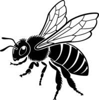 Flying bee silhouette with see-through wings, clean black design, traceable style suitable for stock illustration use vector