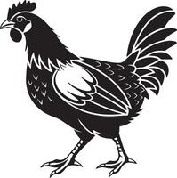 Side view chicken silhouette in minimal style, flat black on white subject with no extra detail, easy trace shape perfect for clean stock illustration vector