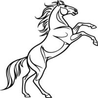 Rearing horse silhouette in delicate line art style with fine strokes, balanced for elegant motion and clean artwork vector