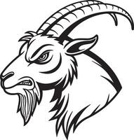 Angry Goat Face Silhouette with Sharp Eyes and Aggressive Look vector