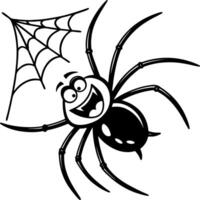 Funny cartoon spider silhouette with big laughing face, expressive clean lines in bold black style, ideal for microstock vector