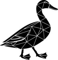 Geometric duck silhouette created with basic abstract forms, flat black on white design, modern minimal shape ideal for tracing or commercial stock vector