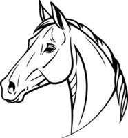 Horse head silhouette with tilted posture and rounded shapes, crafted in clean design to capture thoughtful and calm feel vector