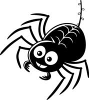 Playful cartoon spider silhouette with smiling face and large eyes, rounded legs and clean shape, suitable for tracing and stock vector