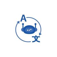 AI Translator Robot Assistant Blue Technology vector