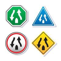 Divided highway ends sign symbol icon mascot illustration object isolated on white background with simple design concept vector