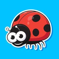 Cartoon sticker of orange smile lady bug beetle illustration isolated with simple concept design suitable for web, apps and others vector