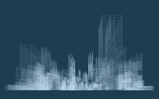 Wireframe perspective of buildings. Abstract wireframe city background for template design. . vector
