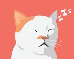 Funny sleeping cat with a hilarious, silly expression. Cartoon flat illustration. vector