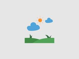 A colorful illustration depicting a peaceful outdoor scene with green hills vector
