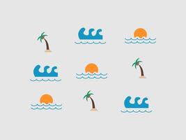 A collection of icons featuring palm trees vector