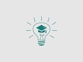 A lightbulb icon with a graduation cap inside vector