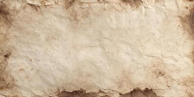 Vintage aged parchment paper with weathered texture for design photo