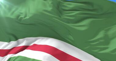 Flag of The Chechen Republic of Ichkeria waving at wind in slow, loop video
