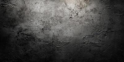 Dark textured concrete wall with cracks and imperfections photo
