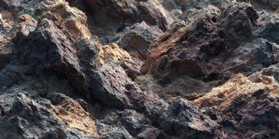 Close up texture of volcanic lava rocks natural surface photo