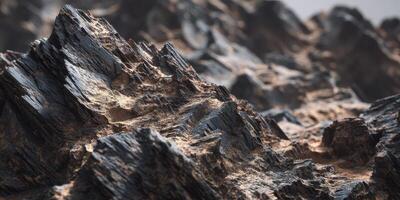 Close up detailed view of rugged rocky mountain terrain photo