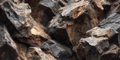 Close up photo of rough textured natural rocks and stones