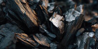 Close up detailed texture of black charcoal photo