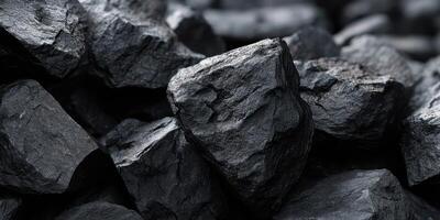 Close up of raw black coal chunks for energy use photo