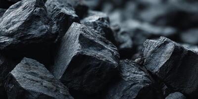 Close up texture of dark coal mineral rocks photo