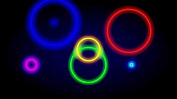 A vibrant arrangement of neon-colored circles represents diversity and energy, symbolizing dynamic creativity in visual or entertainment arts video