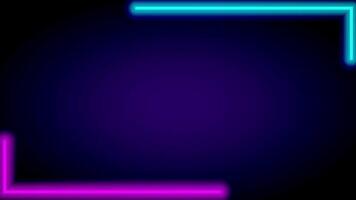 Glowing L-shaped neon lines in pink and cyan form a cornered frame, radiating futuristic vibes against a vibrant dark backdrop video