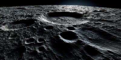 Detailed view of the moon surface with craters and shadows photo