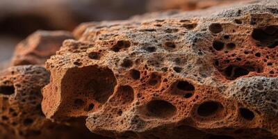 Close up texture of porous volcanic photo