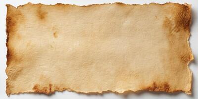 Aged burnt paper parchment with rough edges photo