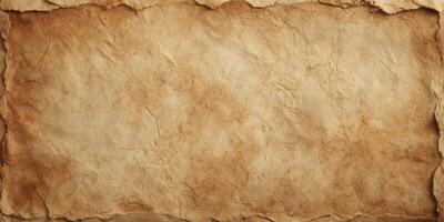 Aged textured parchment paper with torn edges background photo